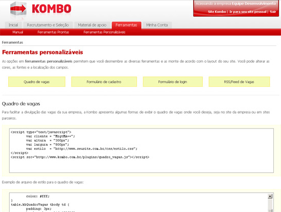 Ferramentas para o site