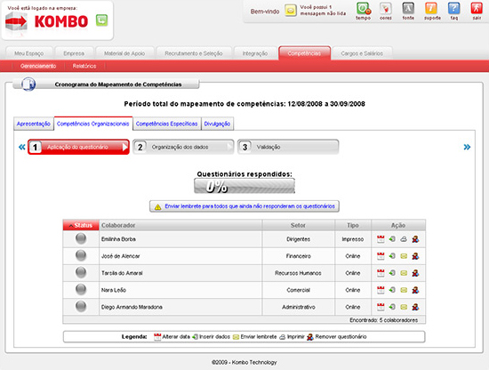 Gerenciamento de question&aacute;rios