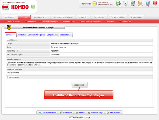 Descri&ccedil;&atilde;o de cargo