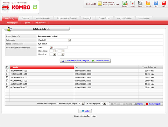 Registro de tempo